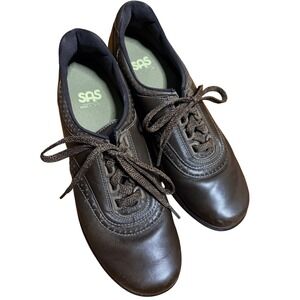 SAS Walk Easy Brown Leather Walking Shoes Womens 9 S‎ Comfort Sneakers